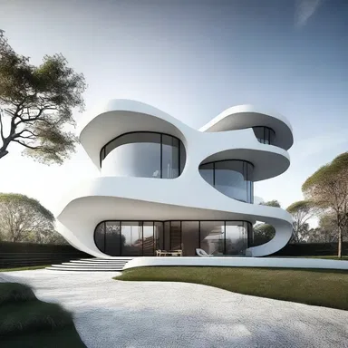 The concept for this modern house was inspired by the graceful movement of the flying phalanger, with curved and flowing lines resembling its gliding leaps.