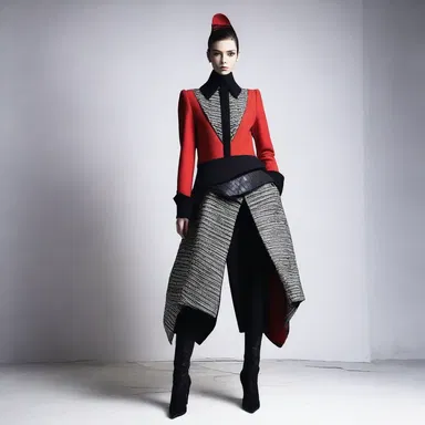 The fashion designer used synthesis to combine different fabrics and create a unique, avant-garde outfit.