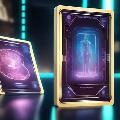 In the futuristic world of the science fiction novel, the court cards are depicted as holographic projections with advanced artificial intelligence capabilities.