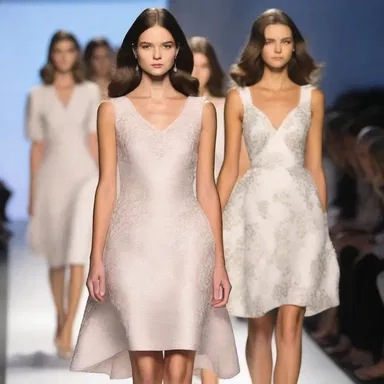 The cordate pattern on the dress added a romantic touch to the fashion show.