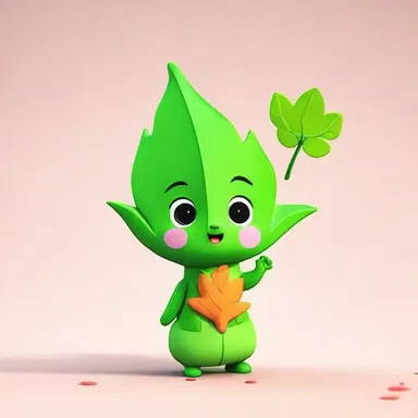 The animated character had adorable cordate leaves as hands, adding to its cuteness.