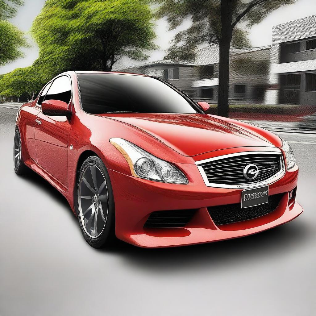 A high-quality digital art image of an Infinity G37, but with a twist