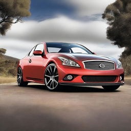 A high-quality digital art image of an Infinity G37, but with a twist