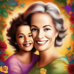 A digital art piece portraying a loving stepmother