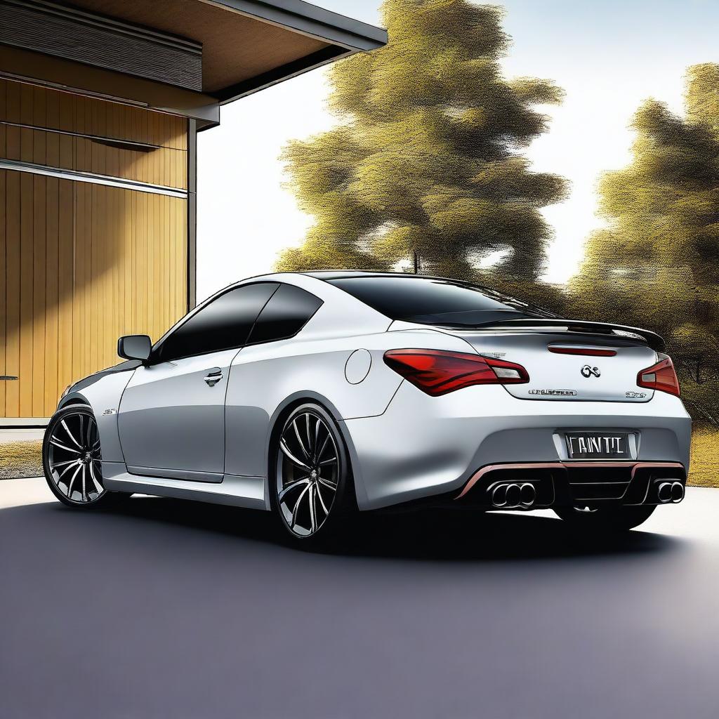 A high-quality digital art image showcasing the rear view of an Infiniti G37, reimagined as a UTE