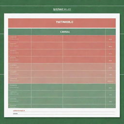 An empty football match schedule template displayed with lines and boxes for entries, having a background that reminisces the essence of the sport.