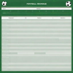 An empty football match schedule template displayed with lines and boxes for entries, having a background that reminisces the essence of the sport.