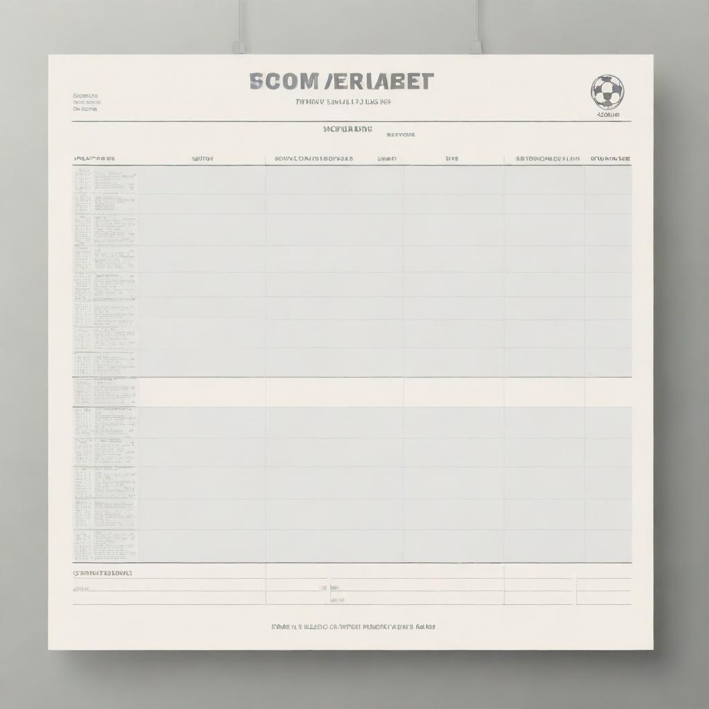 An empty football match timetable form, consisting of teams' names, dates, game times and locations. It's done in a clean modern design, easy to read, using neutral tones.