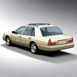 This is a high-quality digital art image of a full-size sedan from the 2000s, featuring a sunroof