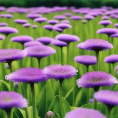 In the novel, the character wandered through a field filled with oyster plants, their long-stemmed heads of purple ray flowers creating a beautiful sight.