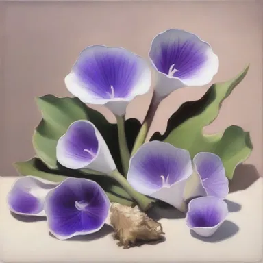 The artist's painting featured a still life of oyster plants, showcasing their unique milky sap and vibrant purple flowers.