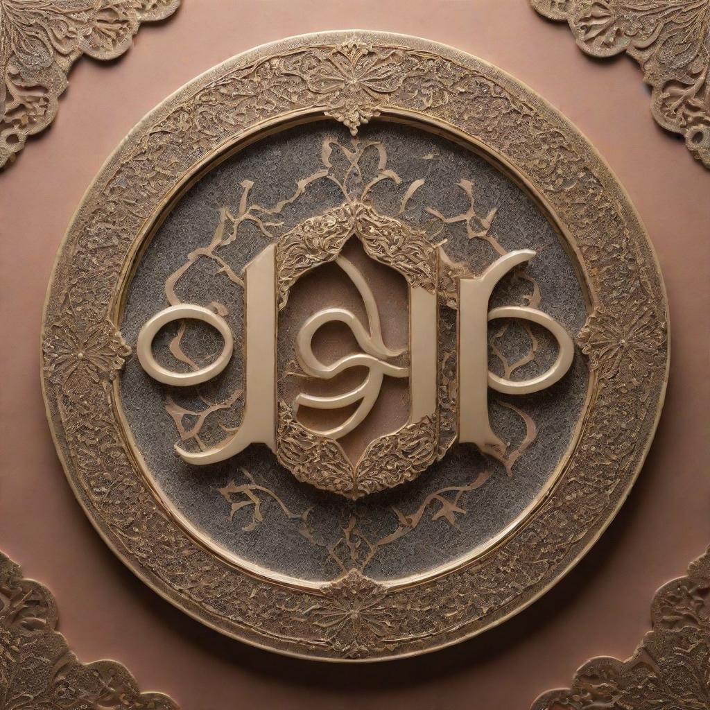 An ornate, shimmering depiction of the Arabic word 'حرير', which translates to 'Silk', infused with delicate and intricate patterns.