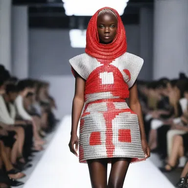 The fashion designer incorporated a soda can into her avant-garde collection, turning it into a statement piece.
