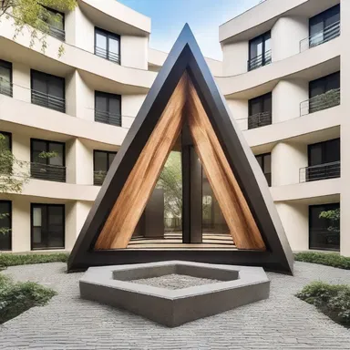 The architect used a beautiful trigon as a decorative element in the courtyard of the building.