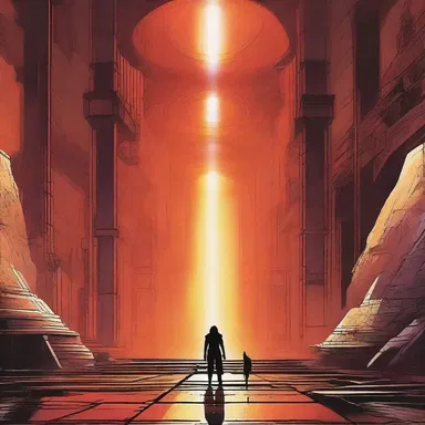 In the futuristic sci-fi novel, the protagonist discovers a forgotten trigon in an underground vault, triggering memories of an ancient civilization.