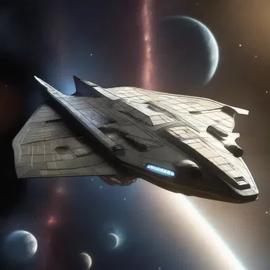 In the distant future, spaceships are shaped like intricate trigons, gliding effortlessly through the galaxy.