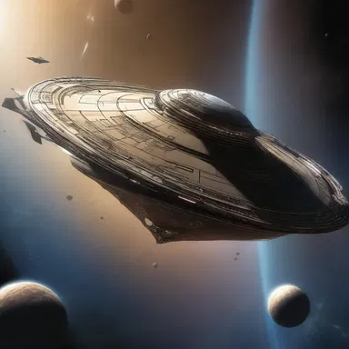 In the distant future, spaceships are shaped like intricate trigons, gliding effortlessly through the galaxy.
