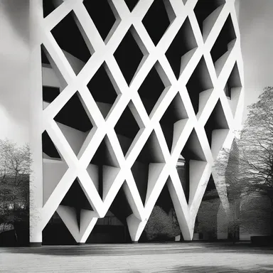 The modernist building boasted an innovative use of trigons in its façade, creating a visually striking structure.