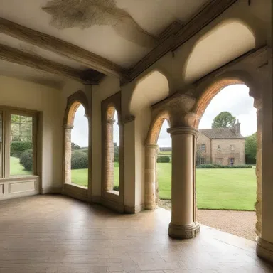 The historic manor house features characteristic architectural elements that are reminiscent of the copyhold system, such as multiple farm buildings within the estate.