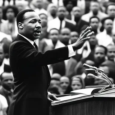 The outstretched arm of Martin Luther King Jr. during his famous 'I Have a Dream' speech symbolized the struggle for civil rights.