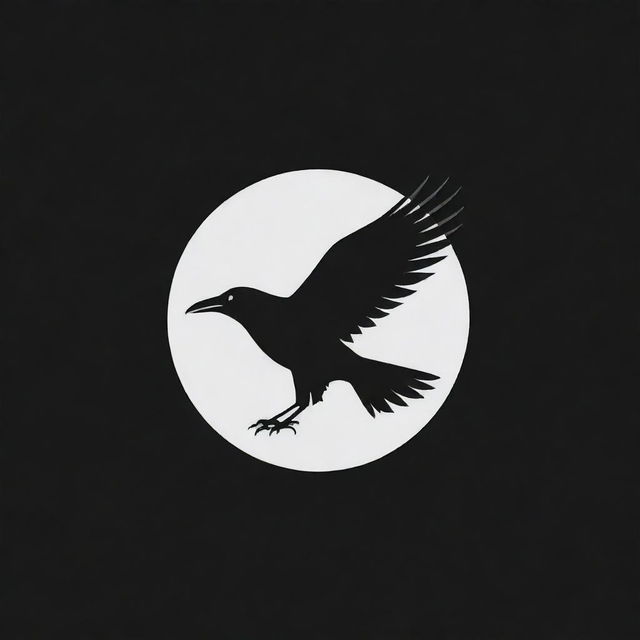 Create a logo for 'Soarven'. Design a minimalist and sleek raven in mid-flight, enriched with subtle feathers. Incorporate a sleek, upward arrow symbolizing ascension in a timeless black and white palette. Include unique details for a memorable impact.