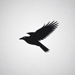 Generate a minimalist, sleek logo for Soarven with a stylized raven in mid-flight, subtly detailed feathers, and an upward arrow symbolizing ascent. The design should be timeless, versatile, and unique in black and white colors.