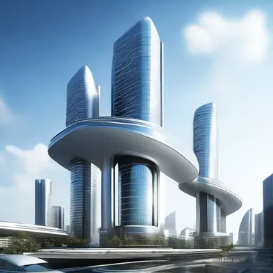 In the futuristic city, the buildings were designed with flat-top structures giving it a sleek and modern look.