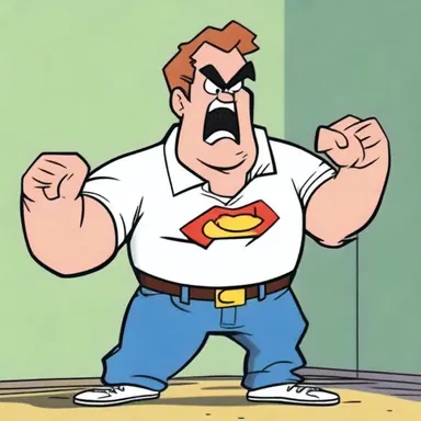 In the cartoon, the character's shirt always rips when he gets angry.