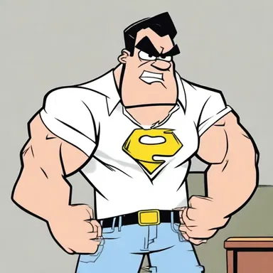 In the cartoon, the character's shirt always rips when he gets angry.