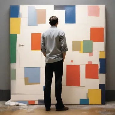 The artist incorporated a rip in the canvas as a deliberate aesthetic choice.