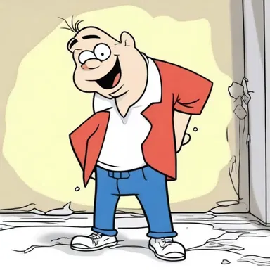In the cartoon, the character's clothes always have a rip after getting into a slapstick accident.