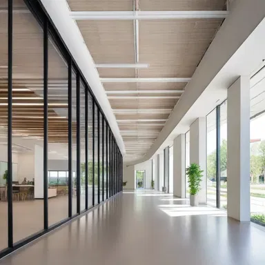 The new modern office building features an open floor plan, allowing natural light to rip through the space.