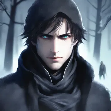 The protagonist glared icily at his enemy, an intense coldness emanating from his eyes.