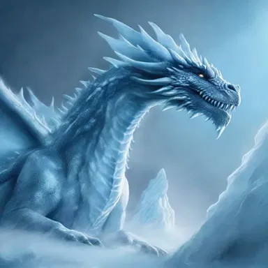 The ice dragon breathed icily, freezing everything in its path.