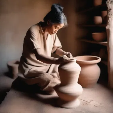 The sculptor used a crank to gradually crank up the pottery wheel, shaping the clay into a beautiful vase.