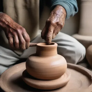 The sculptor used a crank to gradually crank up the pottery wheel, shaping the clay into a beautiful vase.