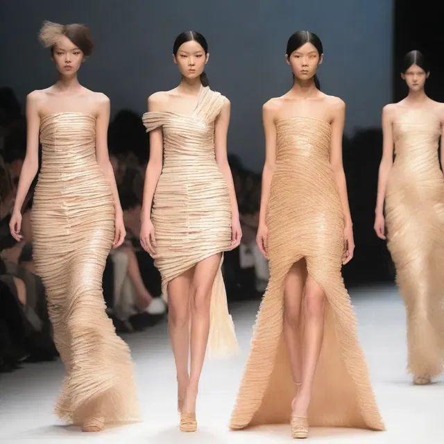 The fashion show featured dresses with fistular designs, made to resemble tube-like reeds.