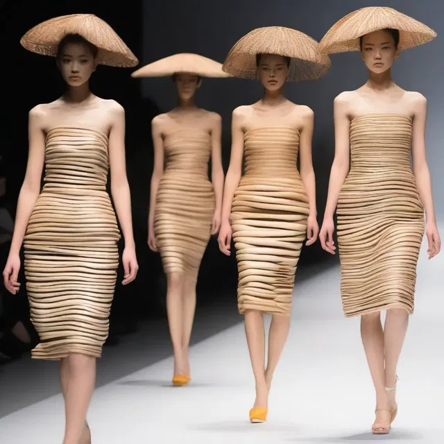 The fashion show featured dresses with fistular designs, made to resemble tube-like reeds.
