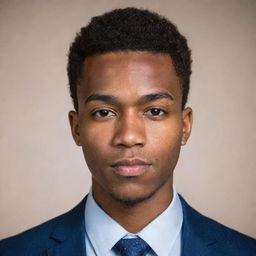 Portrait of a young African-American male with a neutral expression, wearing smart attire suitable for a passport photo.