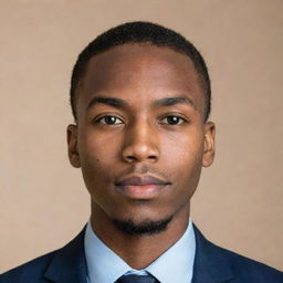 Portrait of a young African-American male with a neutral expression, wearing smart attire suitable for a passport photo.