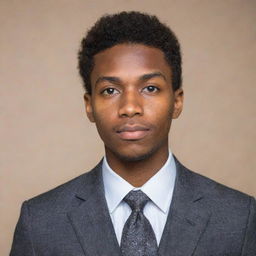 Portrait of a young African-American male with a neutral expression, wearing smart attire suitable for a passport photo.