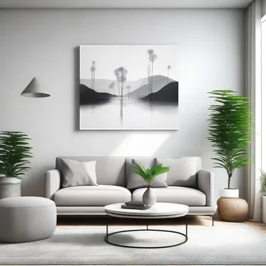The cicala-inspired wall art added a touch of nature to the modern minimalist living room.