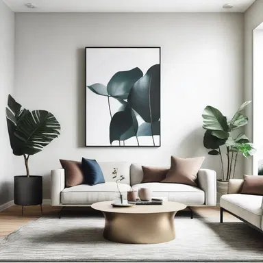 The cicala-inspired wall art added a touch of nature to the modern minimalist living room.