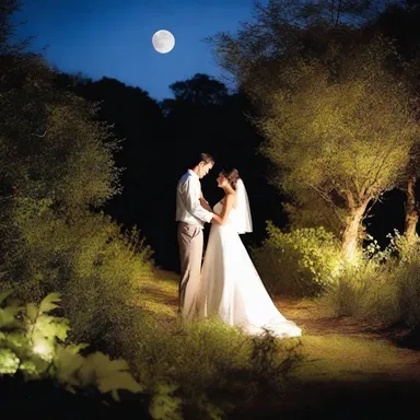 Under the moonlit sky, the couple listened to the soothing chorus of cicalas, creating a romantic ambiance for their evening stroll.