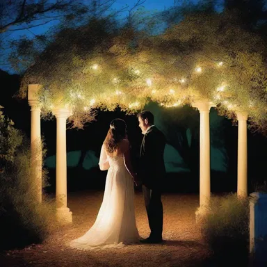 Under the moonlit sky, the couple listened to the soothing chorus of cicalas, creating a romantic ambiance for their evening stroll.