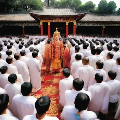 During the religious festival, the temple grounds echoed with whoopee as people gathered to celebrate and offer prayers.