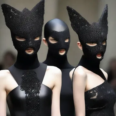The fashion designer's new collection featured a striking occlusive mask, adding an element of mystery and intrigue to the runway show.