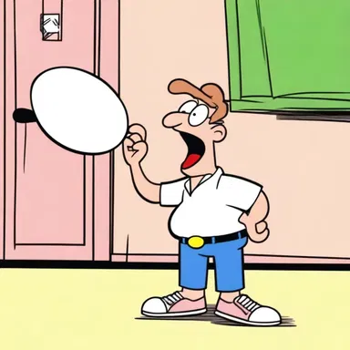 In the cartoon, the character made an exaggerated occlusive sound to express surprise.