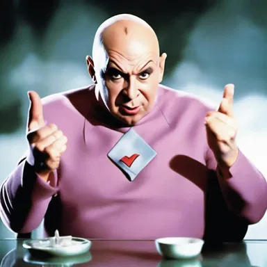 Dr. Evil's plan is to debauch all superheroes with his mind-controlling serum, turning them into villains.