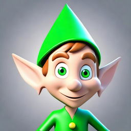 A 3D cartoon image of an elf's head